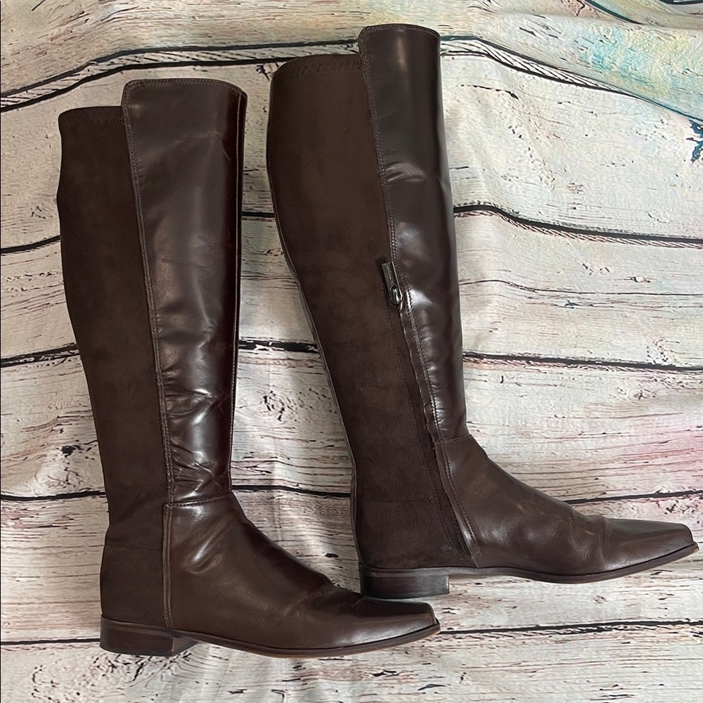 Brown Leather and Faux Suede Vince Camuto Boots 8.5